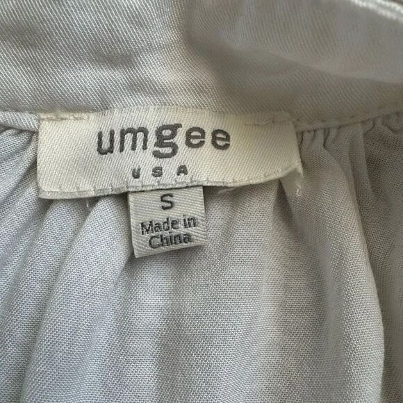 Umgee White Floral Embroidered Off The Shoulder Top S Cotton blend Boho Peasant - Picture 6 of 8